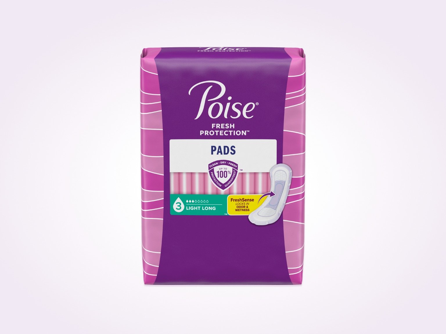 Poise® Pads For Bladder Leaks, 3 Drop Light Absorbency, Long Length