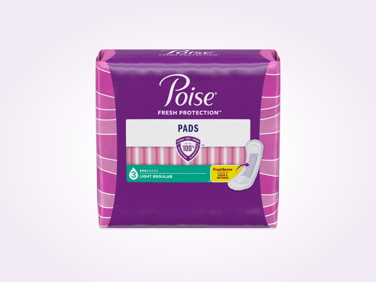 Poise® Pads For Bladder Leaks, 3 Drop Light Absorbency, Regular Length