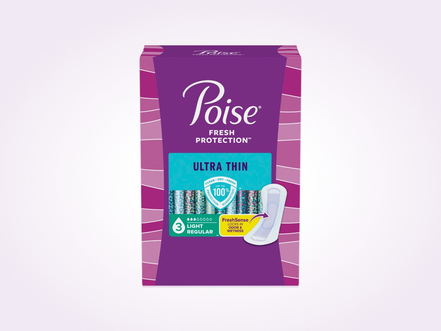 Poise® Ultra Thin Pads For Bladder Leaks, 3 Drop Light Absorbency, Regular Length