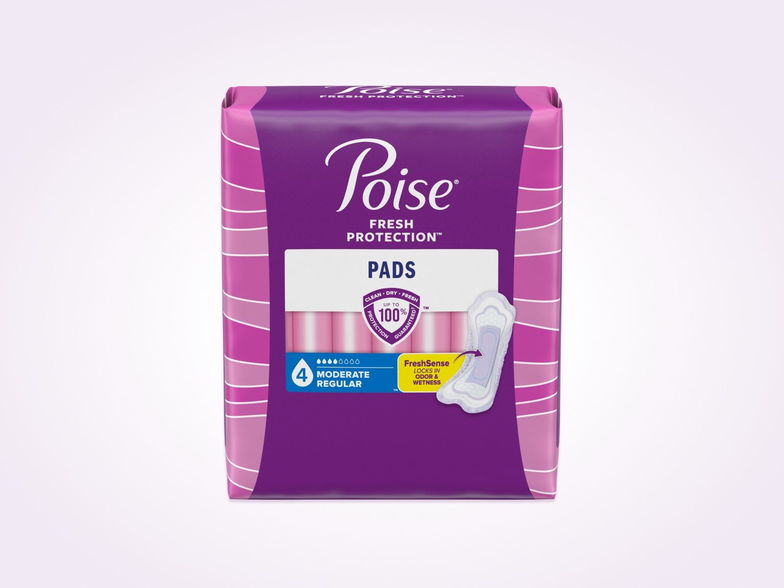 Poise® Pads For Bladder Leaks, 4 Drop Moderate Absorbency, Regular Length