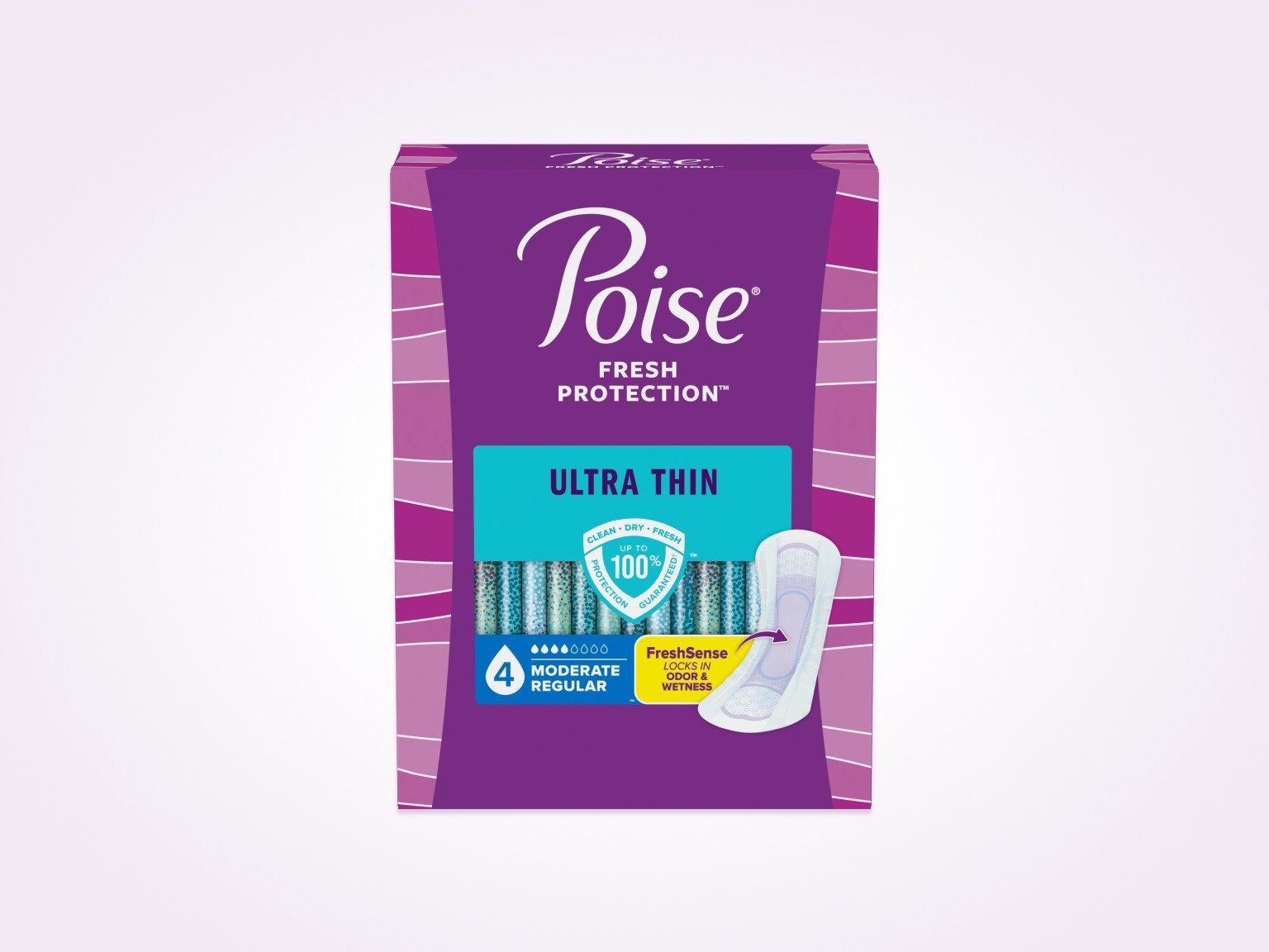 Poise® Ultra Thin Pads For Bladder Leaks, 4 Drop Moderate Absorbency, Regular Length