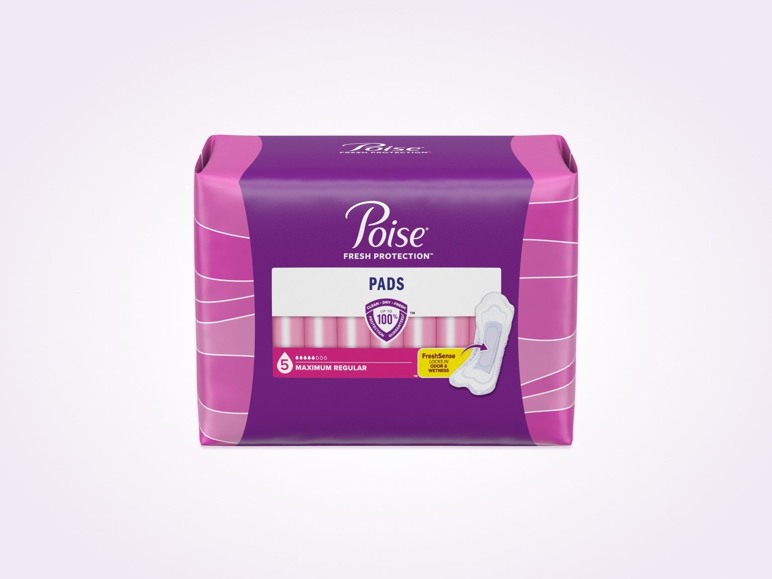 Poise® Pads For Bladder Leaks, 5 Drop Maximum Absorbency, Regular Length