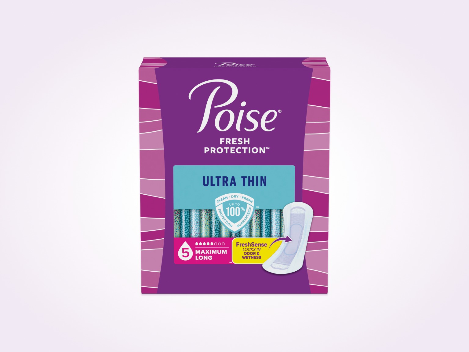 Poise® Ultra Thin Pads For Bladder Leaks, 5 Drop Maximum Absorbency, Long Length