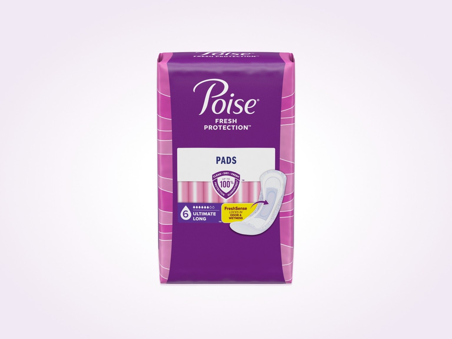 Poise® Pads For Bladder Leaks, 6 Drop Ultimate Absorbency, Long Length