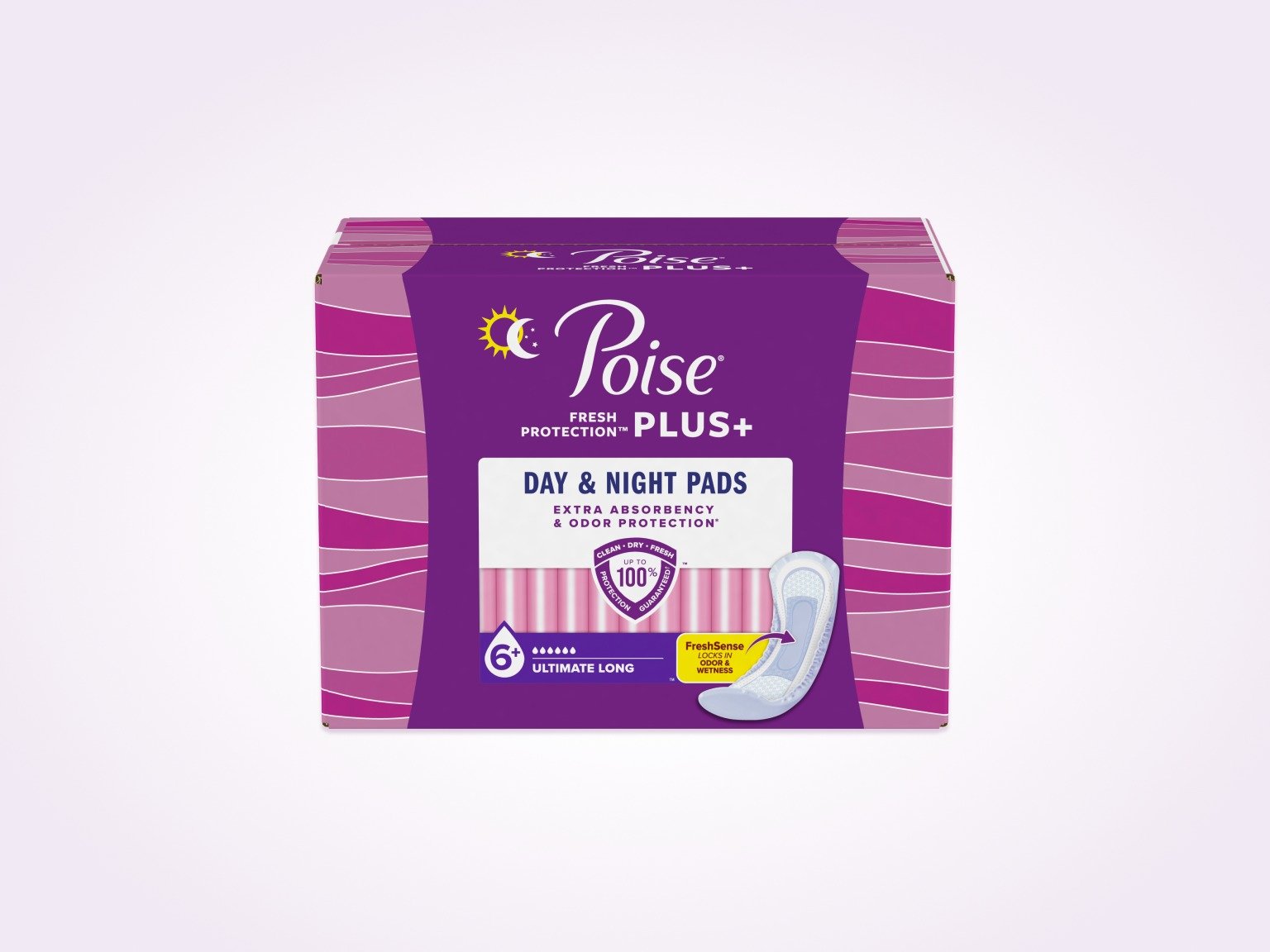 Poise® Pads For Bladder Leaks, 6 Drop Plus Ultimate Absorbency, Long Length