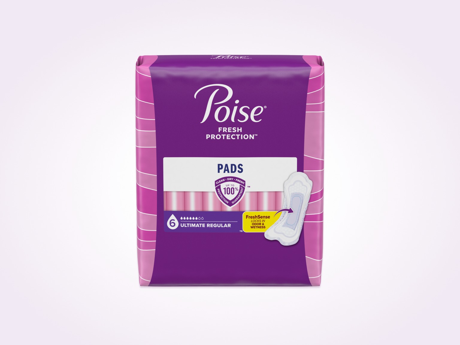 Poise® Pads For Bladder Leaks, 6 Drop Ultimate Absorbency, Regular Length