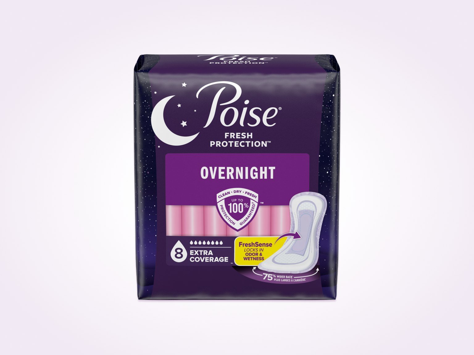 Poise® Overnight Pads For Bladder Leaks, 8 Drop Extra Coverage