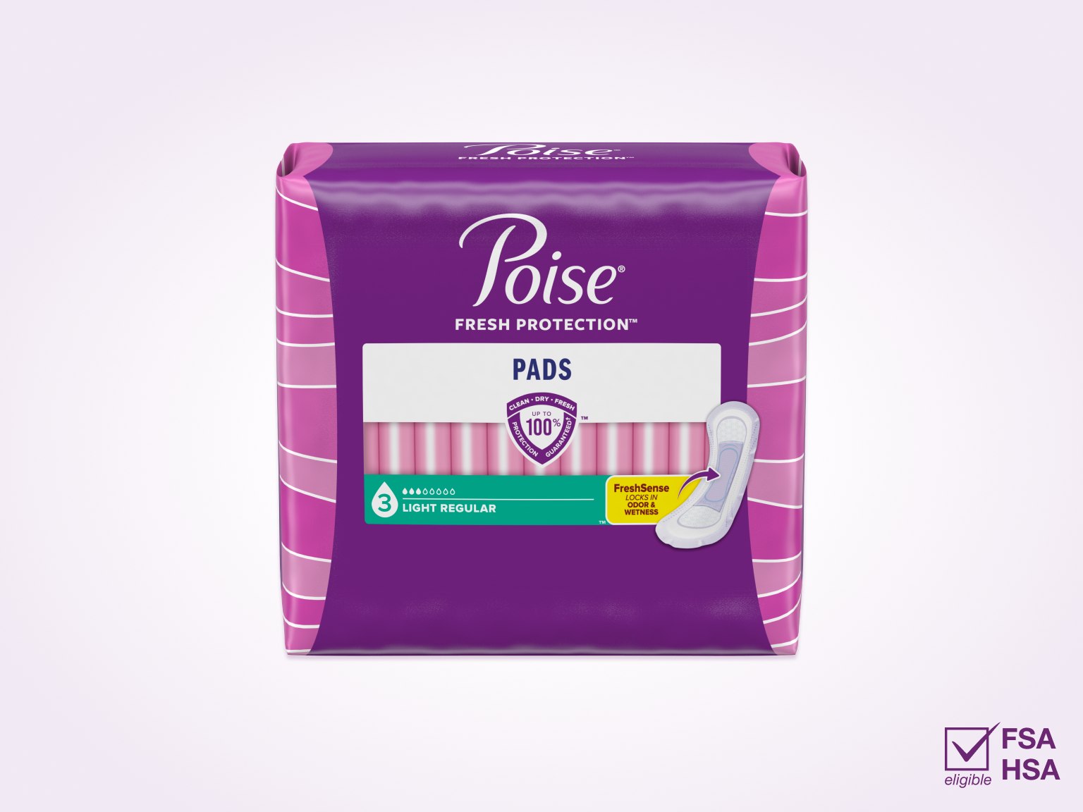 Poise® Pads For Bladder Leaks, 3 Drop Light Absorbency, Regular Length