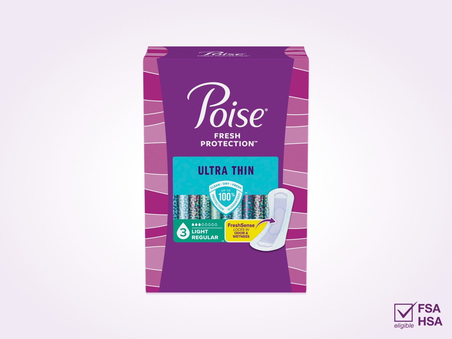 Poise®  Ultra Thin Pads For Bladder Leaks, 3 Drop Light Absorbency, Regular Length