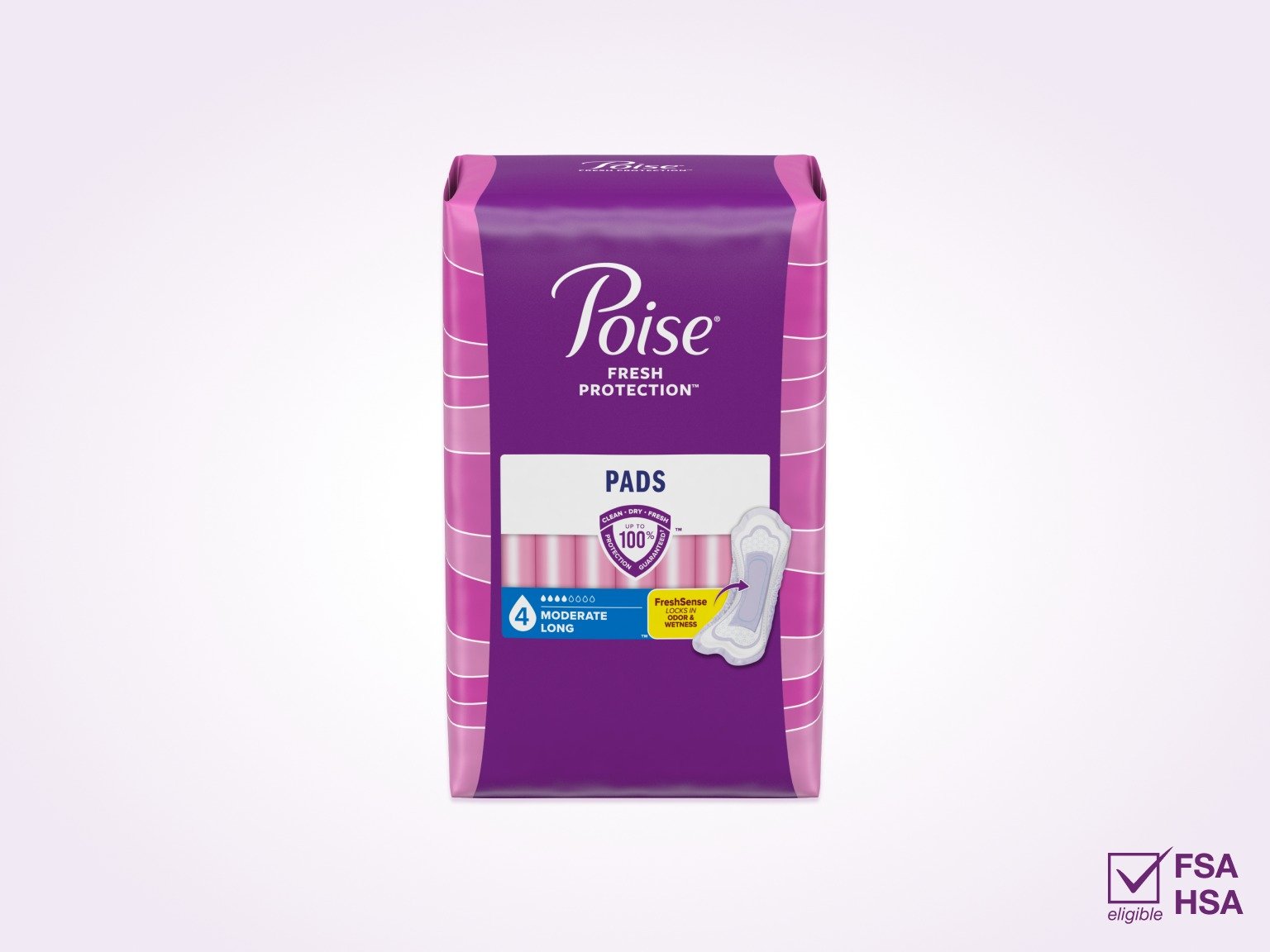 Poise® Pads For Bladder Leaks, 4 Drop Moderate Absorbency, Long Length