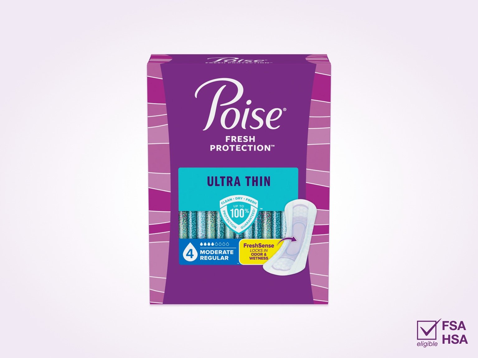 Poise®  Ultra Thin Pads For Bladder Leaks, 4 Drop Moderate Absorbency, Regular Length