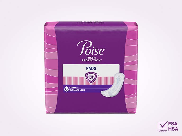 Poise® Pads For Bladder Leaks, 6 Drop Ultimate Absorbency, Long Length