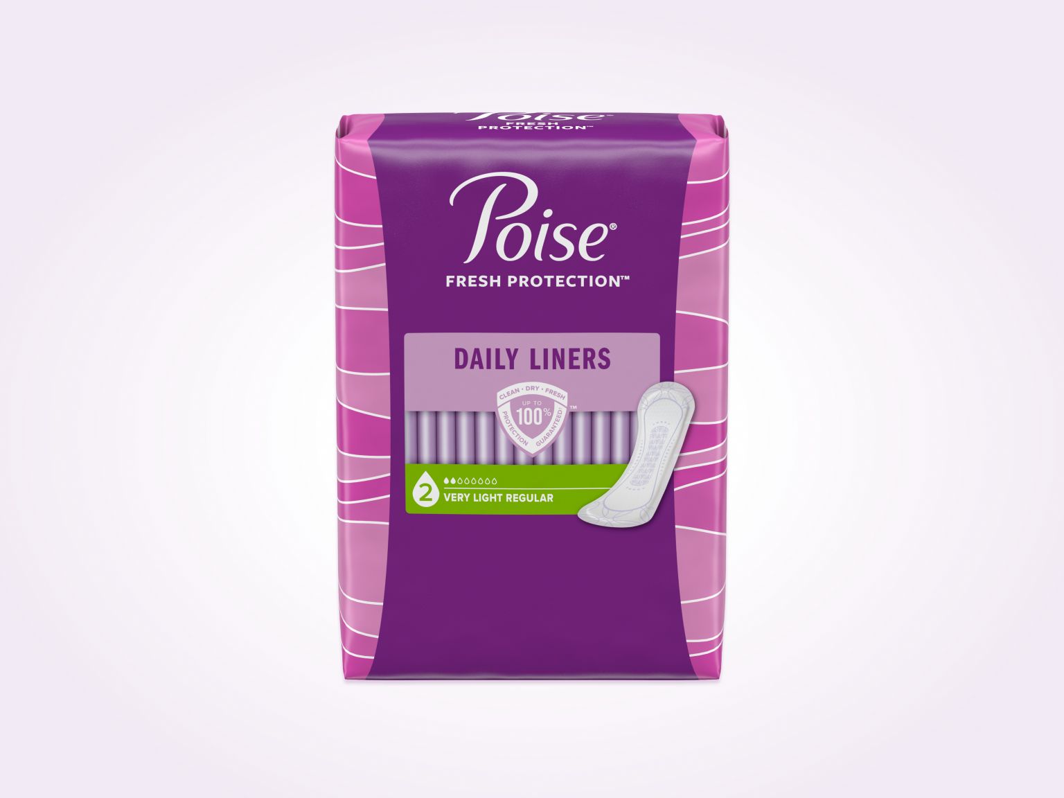 Poise® Daily Liners For Bladder Leaks, 2 Drop Very Light Absorbency, Regular Length