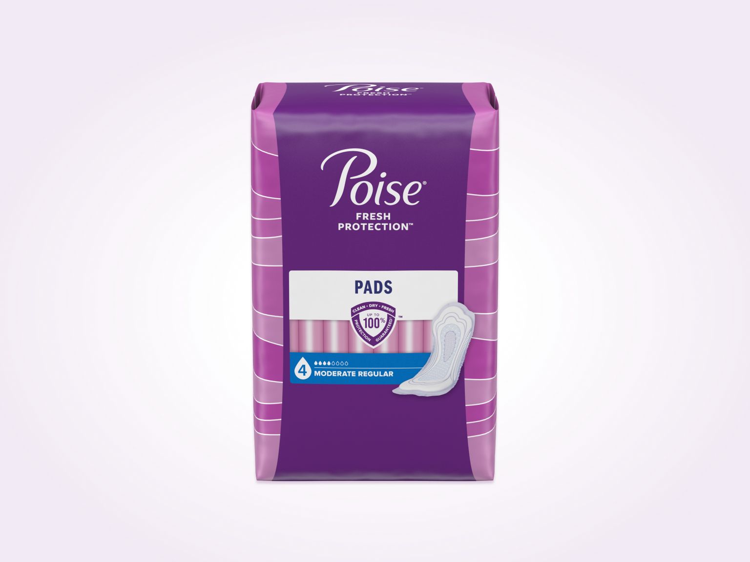 Poise® Pads For Bladder Leaks, 4 Drop Moderate Absorbency, Regular Length