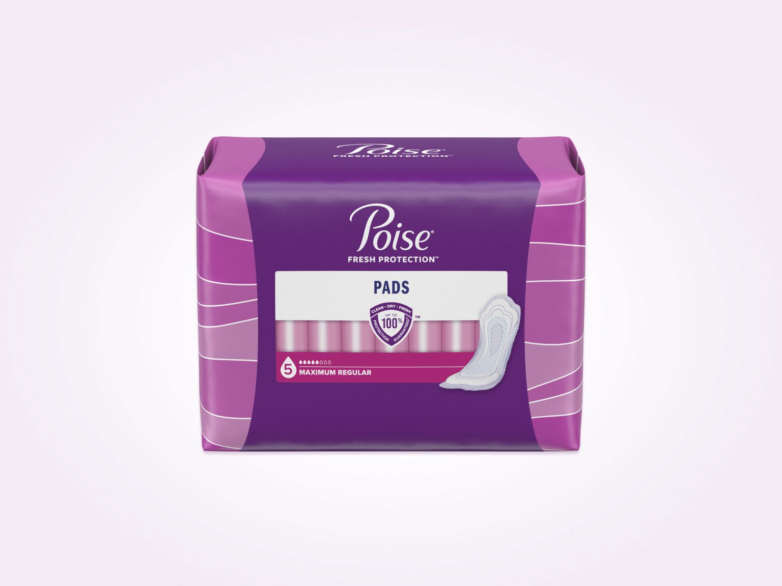 Poise® Pads For Bladder Leaks, 5 Drop Maximum Absorbency, Regular Length