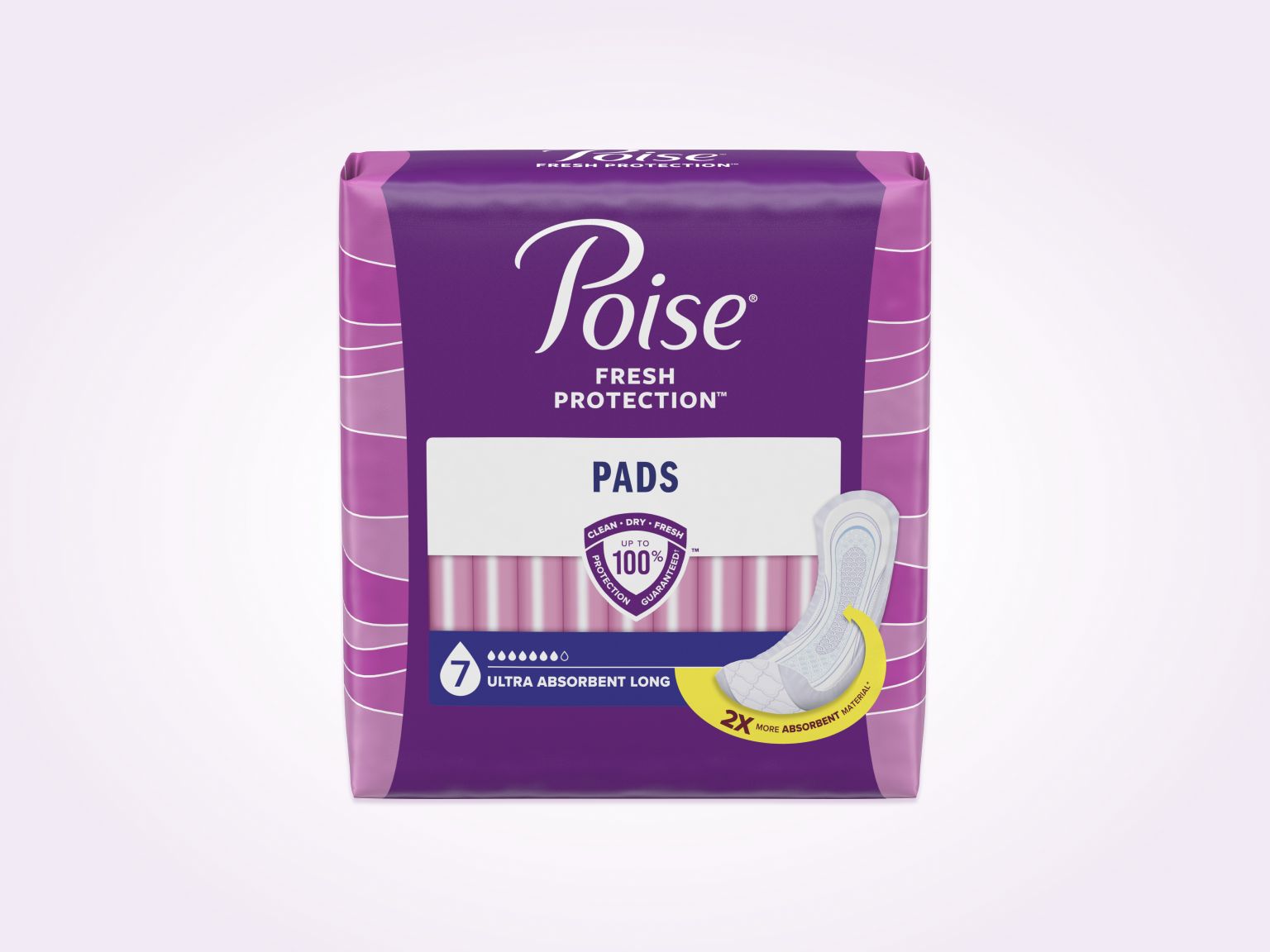 Poise® Pads For Bladder Leaks, 7 Drop Ultra Absorbency, Long Length