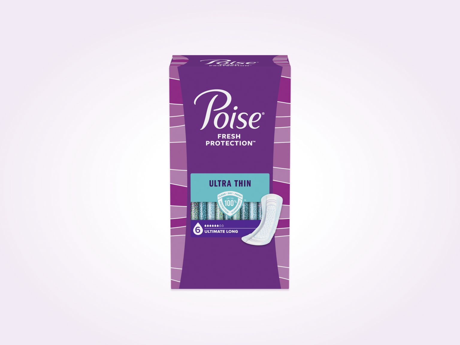 Poise® Ultra Thin Pads For Bladder Leaks, 6 Drop Ultimate Absorbency, Long Length