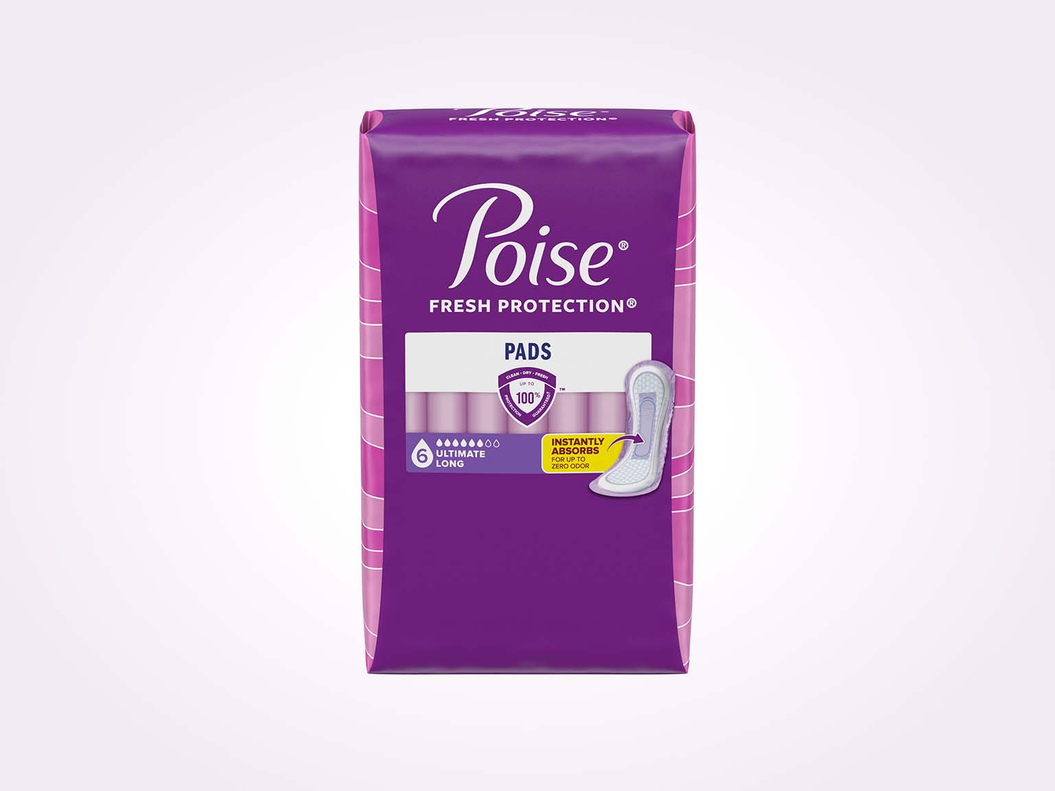 Poise® Pads For Bladder Leaks, 6 Drop Ultimate Absorbency, Long Length