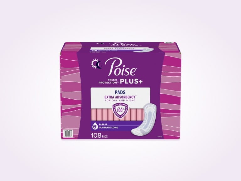 Poise® Pads For Bladder Leaks, 6 Drop Plus Ultimate Absorbency, Long Length