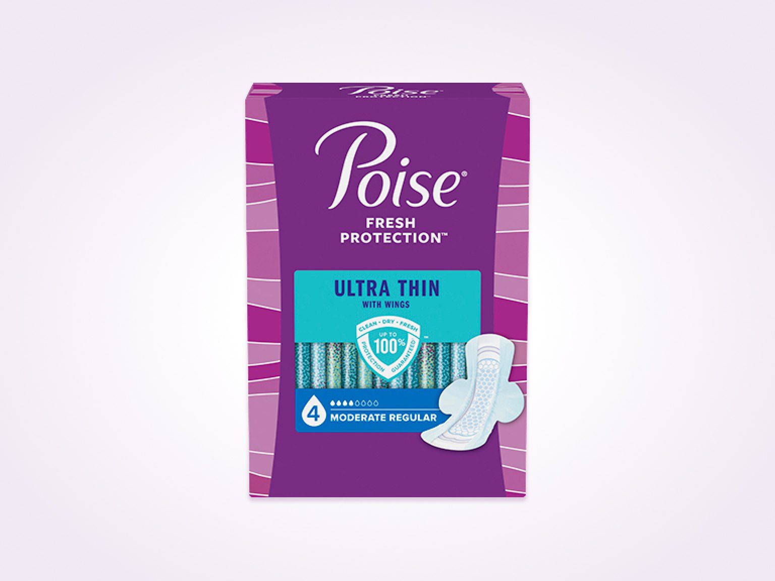 Ultra Thin Incontinence Pads with Wings, Moderate Absorbency Poise® US