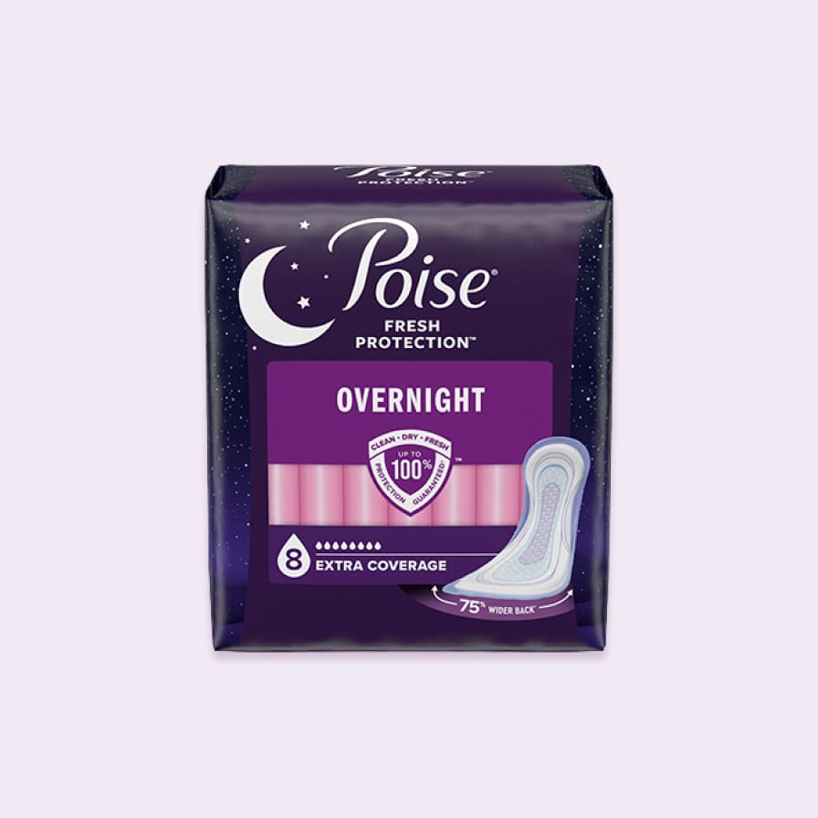 Poise Incontinence Pads & Postpartum Incontinence Pads, 8 Drop Overnight  Absorbency, Extra-Coverage Length, 72 Pads (2 Packs of 36), Packaging May