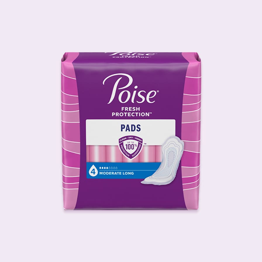 PADS FOR BLADDER LEAKS, 4 DROP MODERATE ABSORBENCY, LONG LENGTH